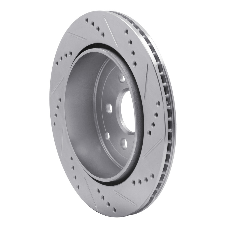 Land Rover LR2 Brake Rotor (1) - Rear Left - R1 Concepts - Drilled & Slotted - Silver - `08-`12